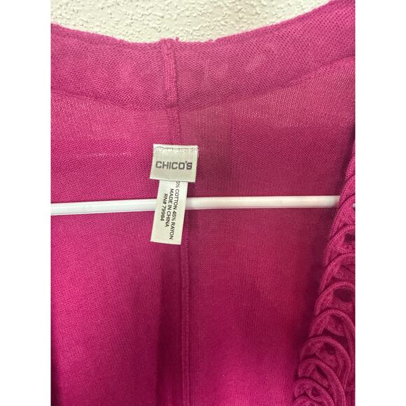 BN #53 Chico's One Size Fuchsia Open Front Poncho Cardigan Sweater - Picture 7 of 7